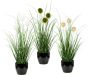 Leonique Kunstgras Grasbundel met bollen Kunstplant gras in een pot set van 3 (set 3 stuks) - Thumbnail 1