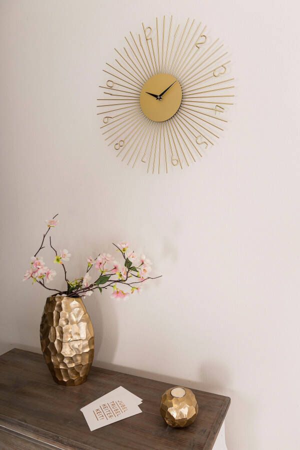 Leonique Wandklok Gold goud rond ø 45 5 cm van metaal zon ideaal in de woonkamer (1-delig)