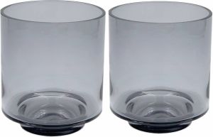Leonique Windlicht Gracelynn van glas in cilindrisch model met voet (set 2 stuks)