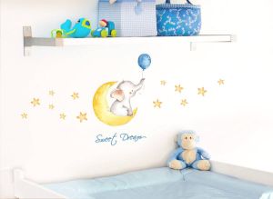 Little DECO Wandfolie Sweet Dream olifant maan & sterren