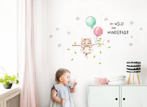 Little DECO Wandfolie Wees wild & kat met luchtballonnen