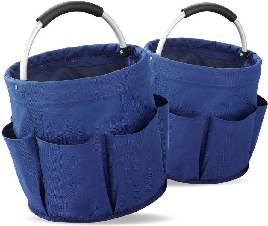 Maximex Organizer Universal-Reinigungs-Caddy Multifunctioneel mand met 6 buitenzakken ideaal voor huishouden tuin & kamperen (set 2-delig)