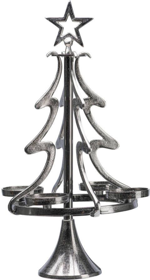 My home Adventsverlichting Dennenboom kerstversiering Kaarsenstandaard van aluminium hoogte 99 cm (1 stuk)