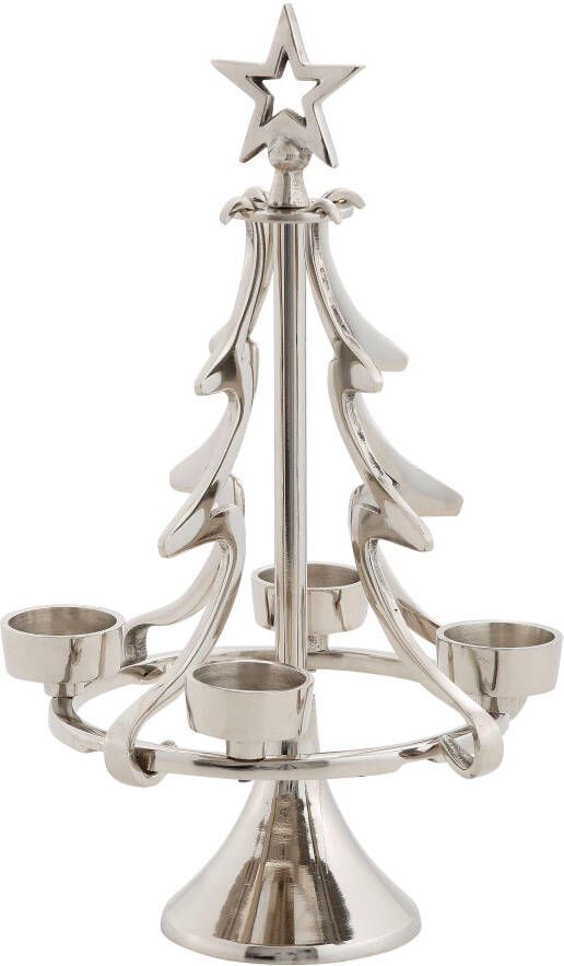 My home Adventsverlichting Jason kerstversiering Kaarshouder in bijzonder design dennenboom van aluminium (1 stuk)