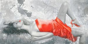 My home Decoratief paneel ENRICO SESTILLO Lady in red 100x50 cm