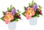 My home Takken Pioenroos hortensia bessen In metalen pot kunstbloemen-bloemstuk set van 2 (2 stuks) - Thumbnail 1