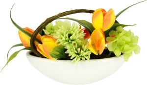 My home Takken Tulp calla hortensia gerbera In schaal kunstbloem zijden bloem (1 stuk)