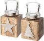My home Waxinelichthouder Dennenboom en ster kerstversiering (set 2 stuks) - Thumbnail 1