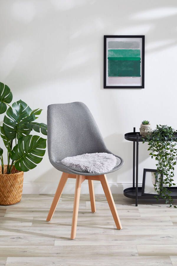 My home Zitkussen Alpa set van 4 Zitkussen kunstbont rond Ø 34 cm effen zeer zacht wasbaar