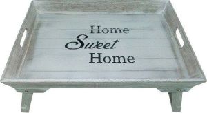 Myflair Möbel & Accessoires Blad Elli grijs Decoratief dienblad met een opschrift "Home Sweet Home" & praktische pootjes Shabby look