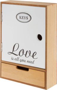 Myflair Möbel & Accessoires Sleutelkastje Sofie wit met 6 haken opschrift & lade