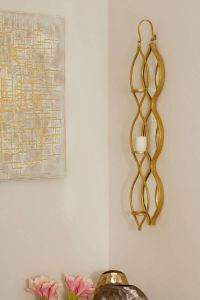 Myflair Möbel & Accessoires Wandkaarsenhouder Wandkandelaar wanddeco wanddecoratie van metaal met spiegelvlak goudkleur woonkamer