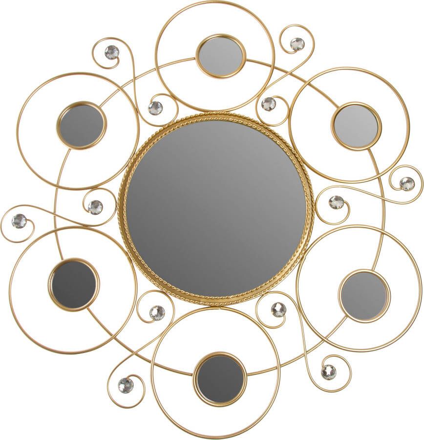 Myflair Möbel & Accessoires Sierspiegel Helios gold Wandspiegel landhuis rond frame van metaal met siersteentjes (1 stuk)