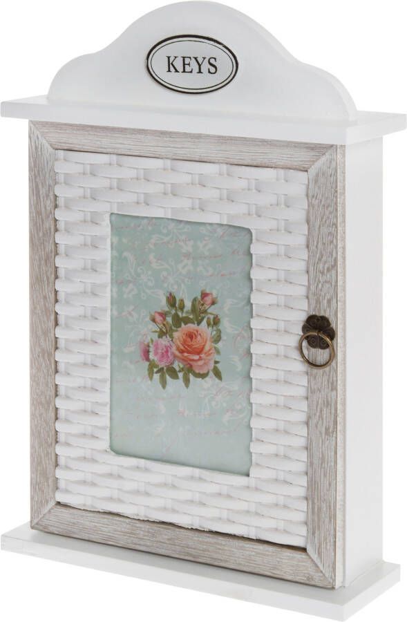 Myflair Möbel & Accessoires Sleutelkastje Saskia wit met 6 haken shabby look
