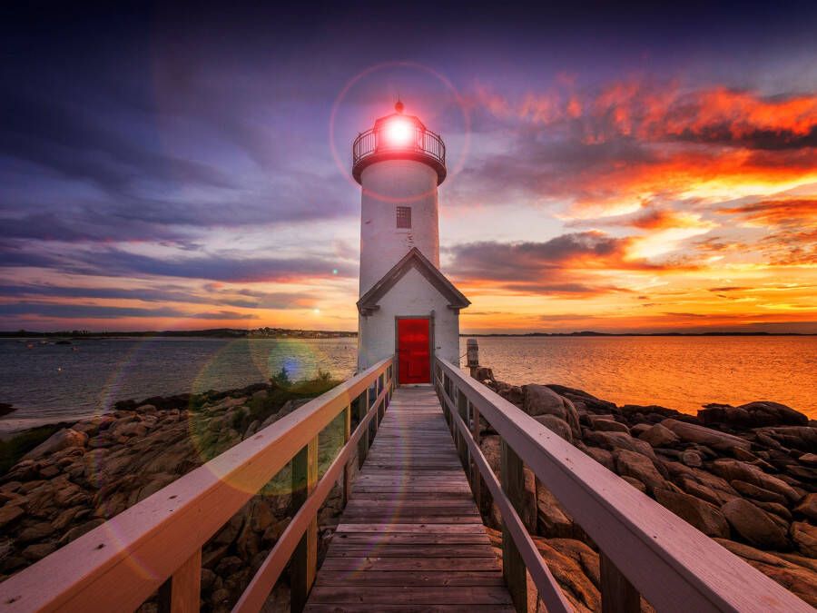 Papermoon Fotobehang Annisquam Lighhouse Sunset