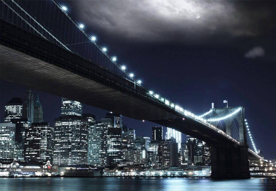 Papermoon Fotobehang Brooklin Bridge by night