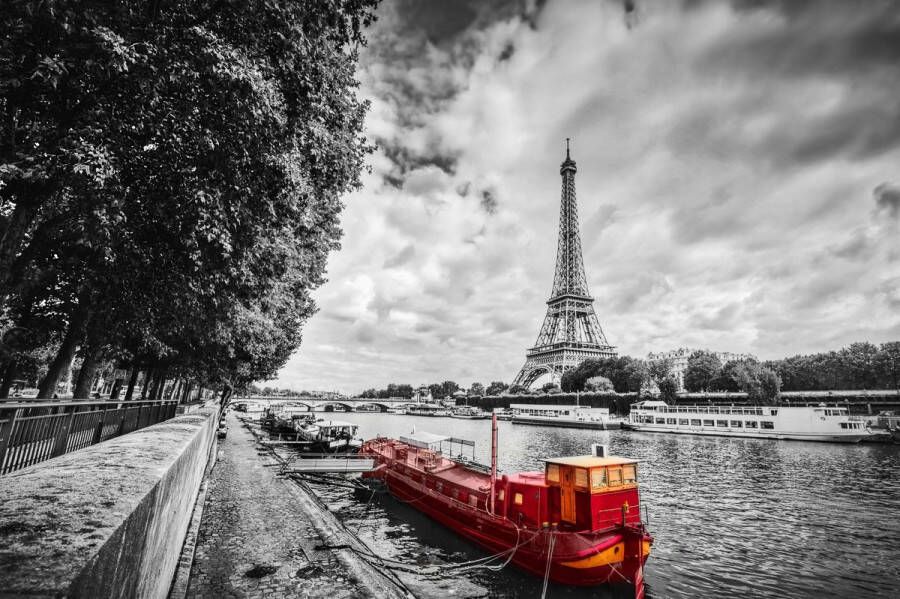 Papermoon Fotobehang Eiffeltoren Seine Vliesbehang eersteklas digitale print