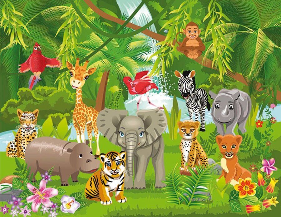 Papermoon Fotobehang Kids Jungle animals Vlies 5 banen 250 x 180 cm (5-delig)
