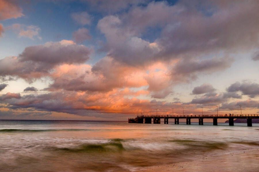 Papermoon Fotobehang Porto Santo pier zonsondergang Vliesbehang eersteklas digitale print