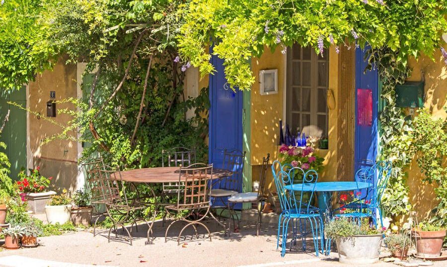 Papermoon Fotobehang Provence Cafe shop Vliesbehang eersteklas digitale print