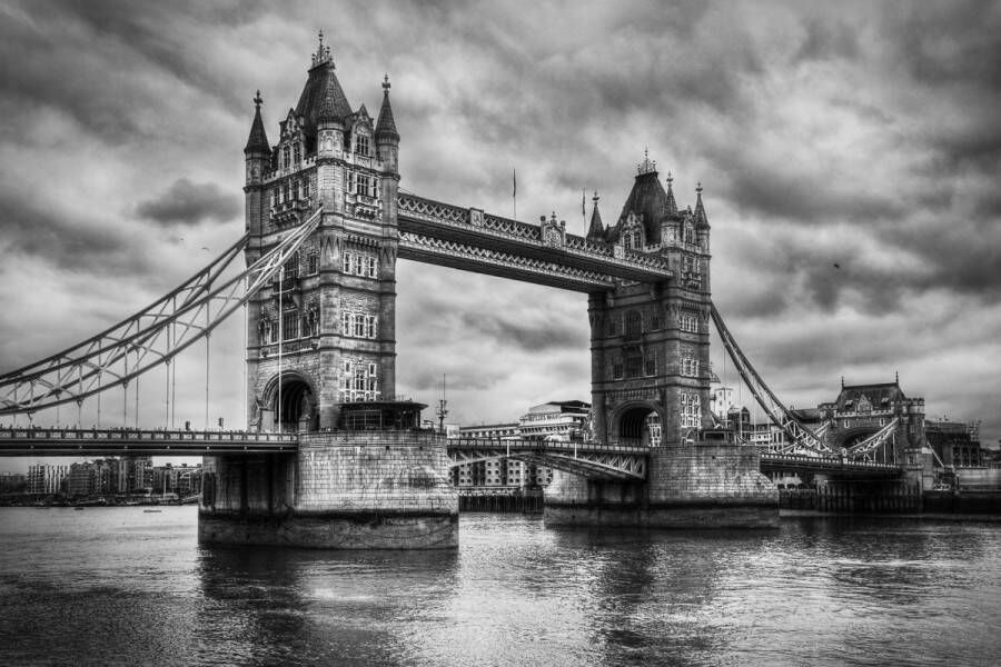 Papermoon Fotobehang Retro Tower Bridge Vliesbehang eersteklas digitale print