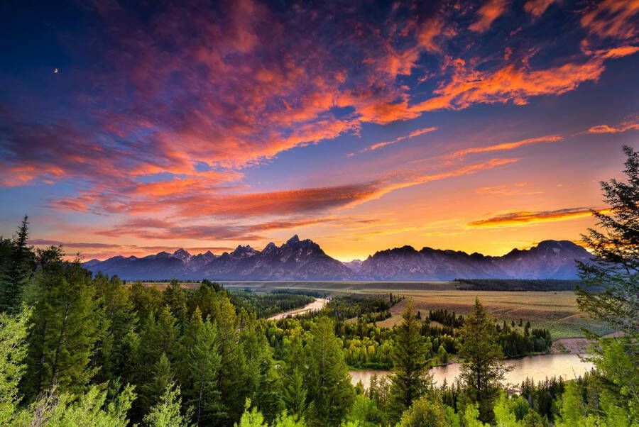 Papermoon Fotobehang Snake river zonsondergang Vliesbehang eersteklas digitale print