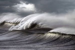 Papermoon Fotobehang Storm golven zwart & wit Vliesbehang eersteklas digitale print