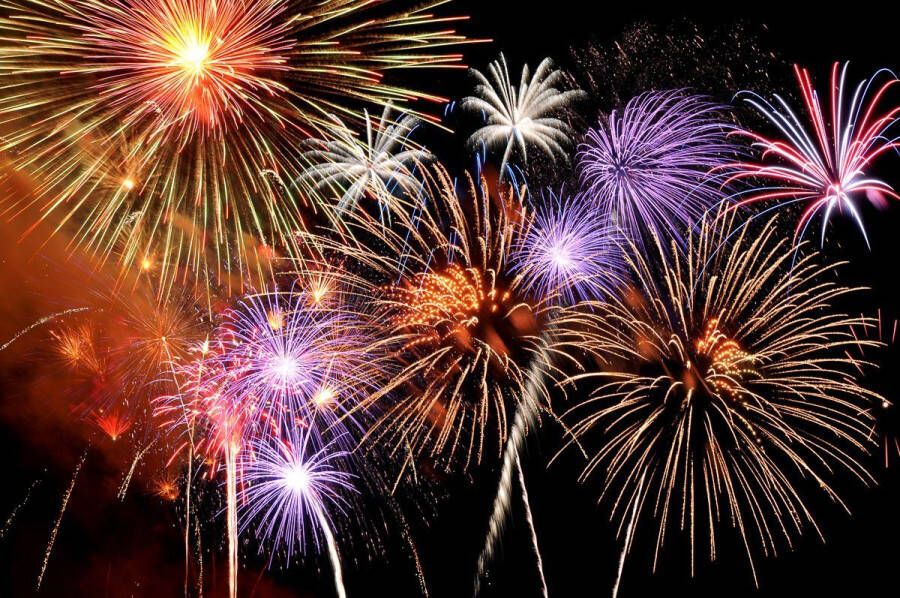 Papermoon Fotobehang Uitbarstend vuurwerk Vliesbehang eersteklas digitale print