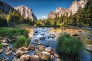 Papermoon Fotobehang Yosemite River reflectie Vliesbehang eersteklas digitale print