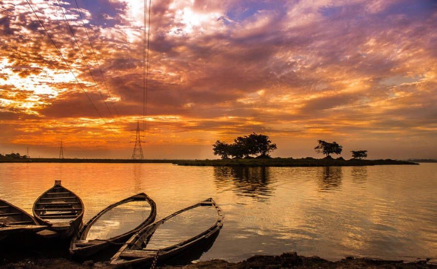 Papermoon Fotobehang Zonsondergang in India Vliesbehang eersteklas digitale print