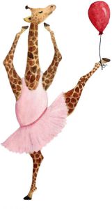 Queence Artprint op linnen Ballerina's giraf