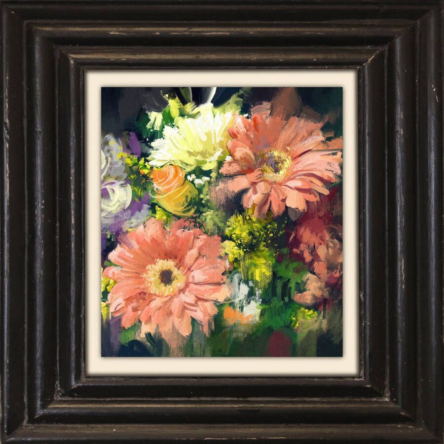 Queence Artprint op linnen Bloemen Premium canvasstof handgemaakt in Duitsland 40x40cm