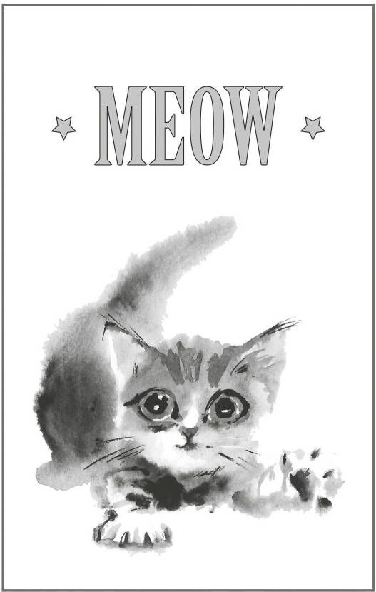 Queence Artprint op linnen Kat MEOW Premium canvasstof handgemaakt in Duitsland