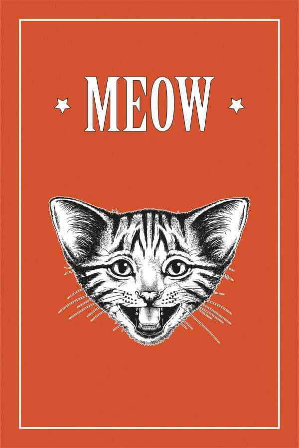 Queence Artprint op linnen Kat MEOW Premium canvasstof handgemaakt in Duitsland