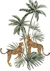 Queence Artprint op linnen Leopard