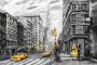 Queence Artprint op linnen New York Wanddecoratie zwart wit getekend Amerika premium canvasstof - Thumbnail 1