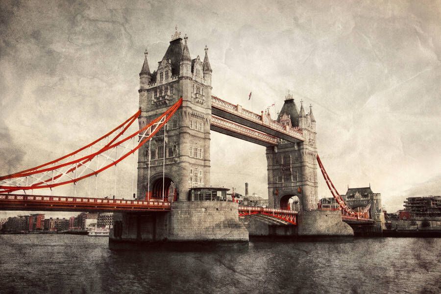 Queence Artprint op linnen Tower Bridge Premium canvasstof handgemaakt in Duitsland