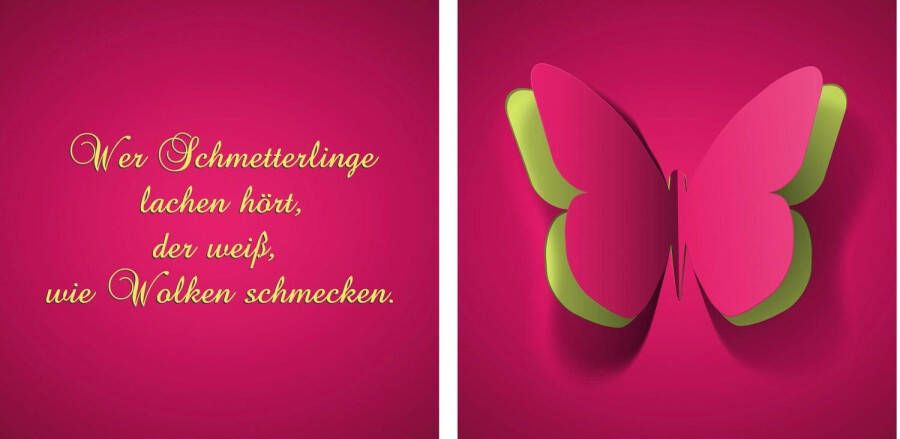 queence Artprint op linnen Vlinder Premium canvasstof handgemaakt in Duitsland uitspraak 2-delige set (set)