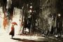 Queence Artprint op linnen Vrouw in de regen Premium canvasstof handgemaakt in Duitsland - Thumbnail 1