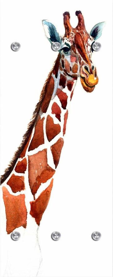 Queence Kapstok Giraf met 6 haken 50 x 120 cm