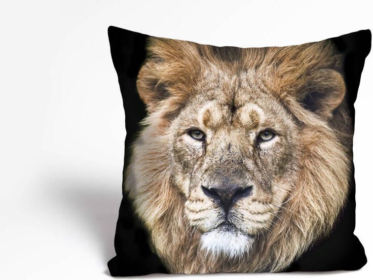 Queence Sierkussen FRANK Kussenhoes leeuw dierenmotief wild dier majestueus natuurmotief krachtig (1 stuk)