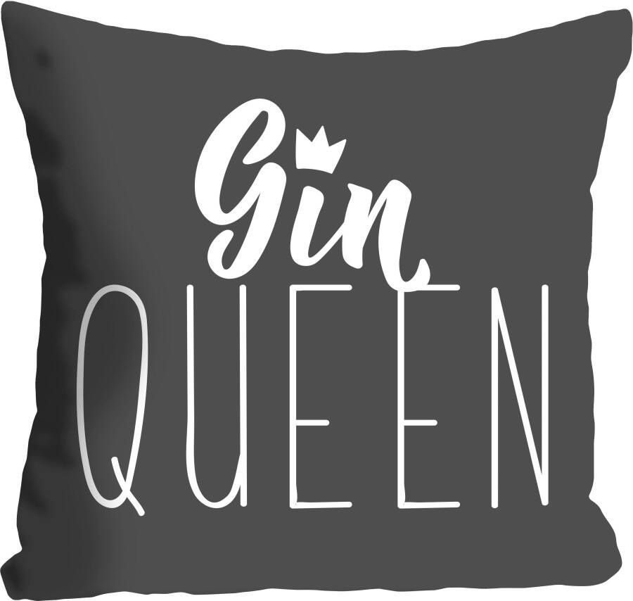 queence Sierkussen GIN QUEEN Kussenhoes Gin Queen uitspraak grijze achtergrond grappig cocktail (1 stuk)