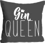 Queence Sierkussen GIN QUEEN Kussenhoes Gin Queen uitspraak grijze achtergrond grappig cocktail (1 stuk) - Thumbnail 1