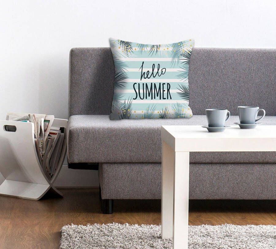 Queence Sierkussen Hello Summer Kussenhoes Hello Summer spreuk zomer zon strand fris vakantie (1 stuk)