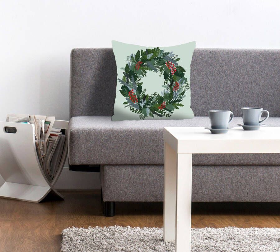 queence Sierkussen Isabel Kussenhoes kerstkrans feestelijk kerst decoratief (1 stuk)