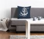 Queence Sierkussen Jessica Kussenhoes anker touw maritiem nautisch strand zomer blauw wit (1 stuk) - Thumbnail 1