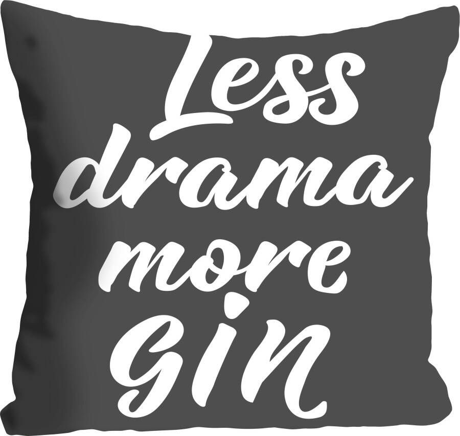 Queence Sierkussen Less drama more gin met een opschrift kussenovertrek zonder vulling(1 stuk)