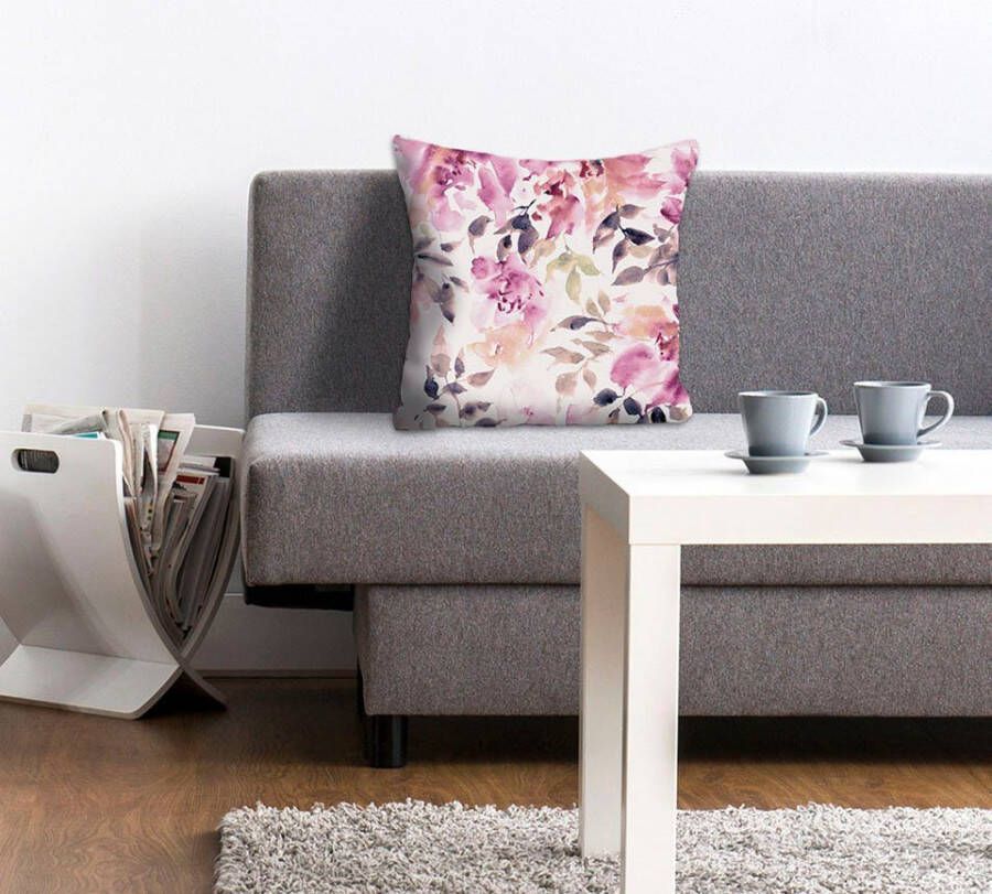 Queence Sierkussen Lina Kussenhoes pastel bloesemotief zachte kleuren floraal delicaat (1 stuk)