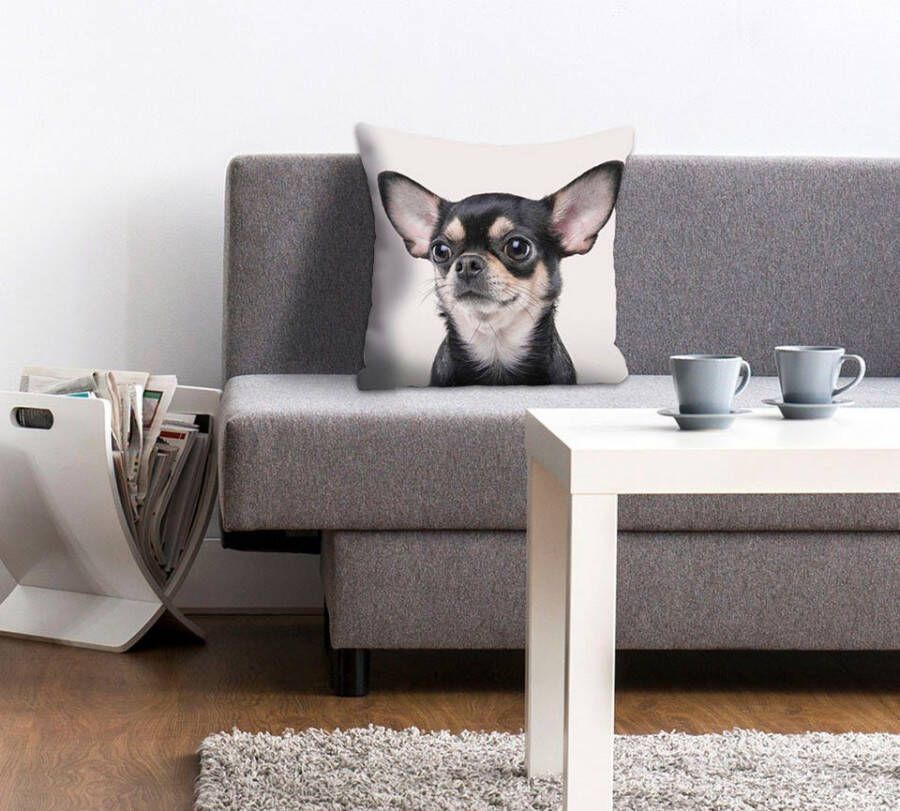 Queence Sierkussen Mailin Kussenhoes chihuahua hond dierenmotief schattig speels huisdier zacht (1 stuk)
