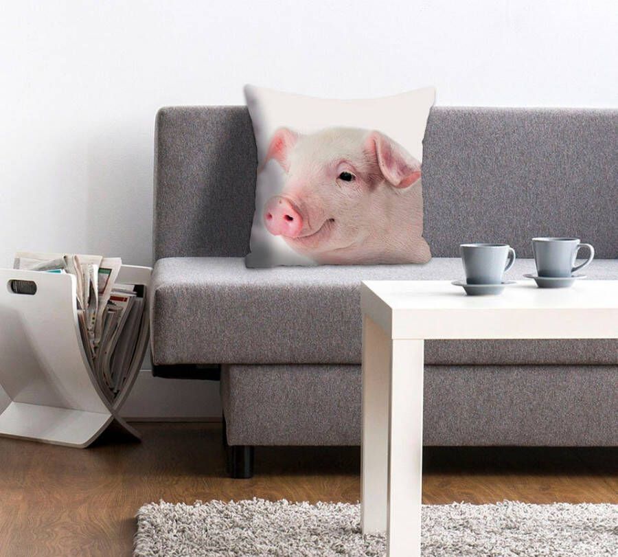 queence Sierkussen Rebecca Kussenhoes schattig varkentje roze schattig dierenmotief grappig (1 stuk)